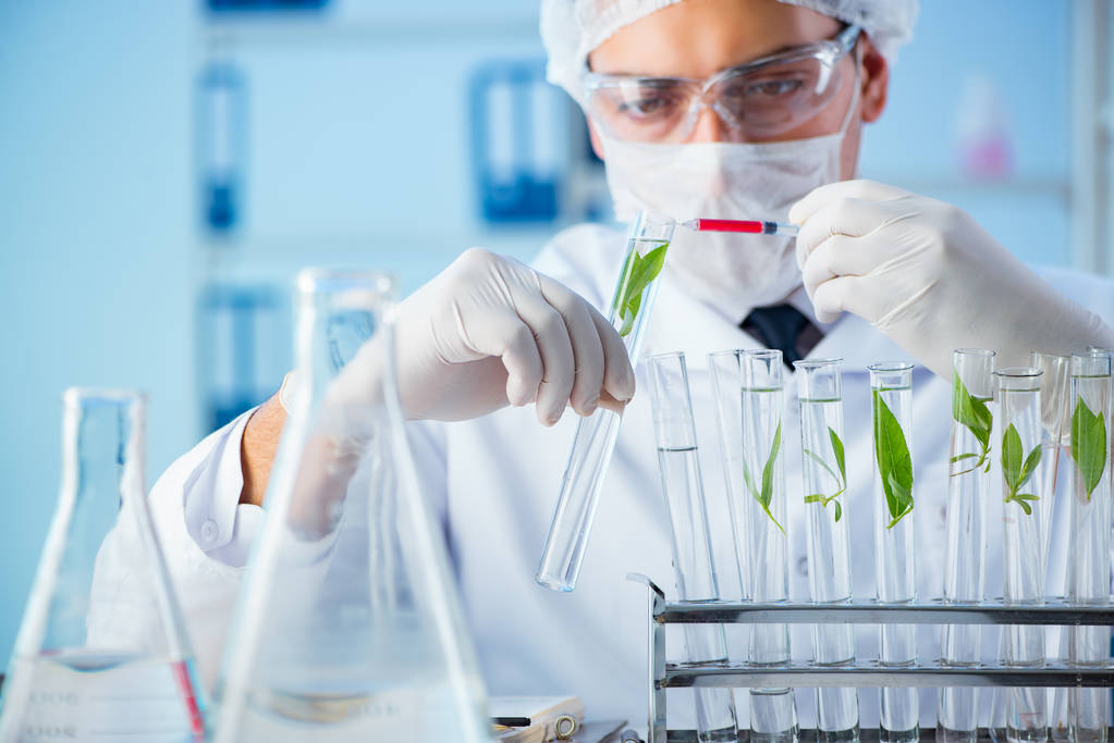 Concetto di biotecnologia con scienziato in laboratorio - Foto, Immagine