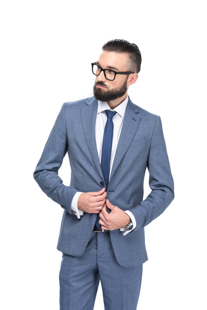 Hombre de negocios guapo en traje gris
 - Foto, Imagen
