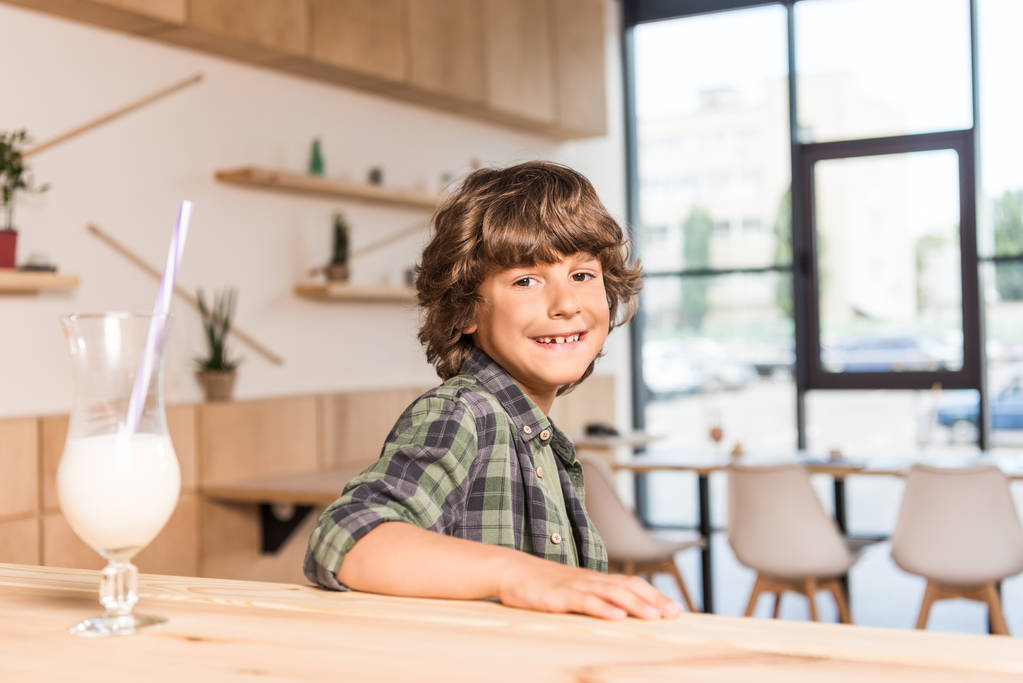 cute little boy sitting in cafe - Photo, Image