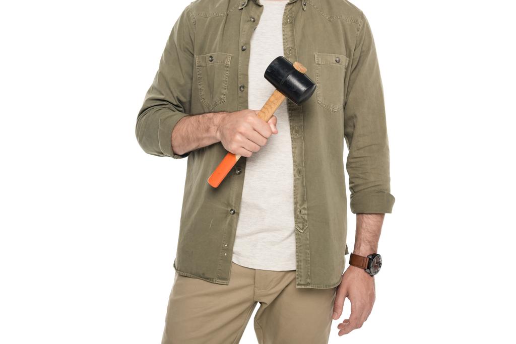 Hombre sosteniendo el martillo
 - Foto, imagen
