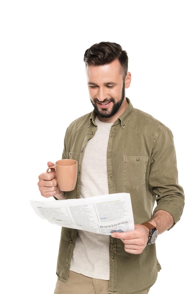 człowiek czytający gazety - Zdjęcie, obraz