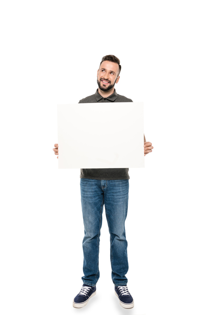 hombre con banner en blanco - Foto, imagen