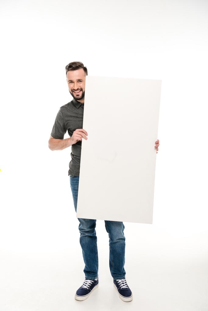 homem com banner em branco - Foto, Imagem