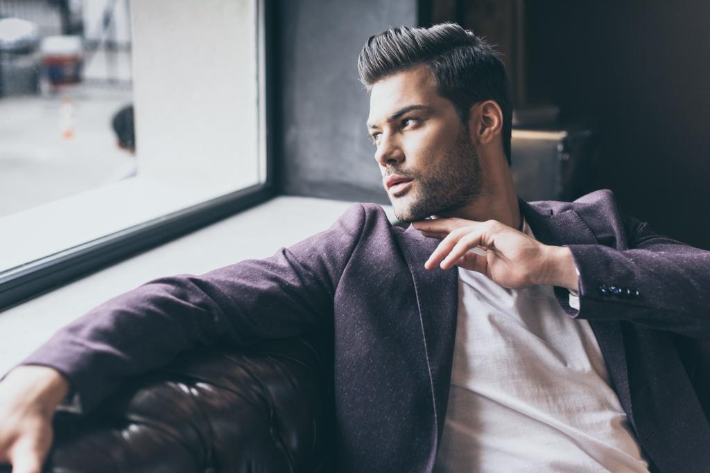 Portrait Of Handsome Caucasian Man With Fashionable Free Stock Photo and  Image