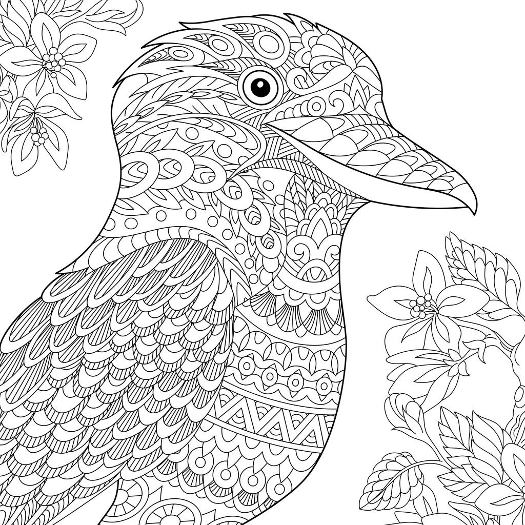 Stilize Zentangle ahmak kuş - Vektör, Görsel