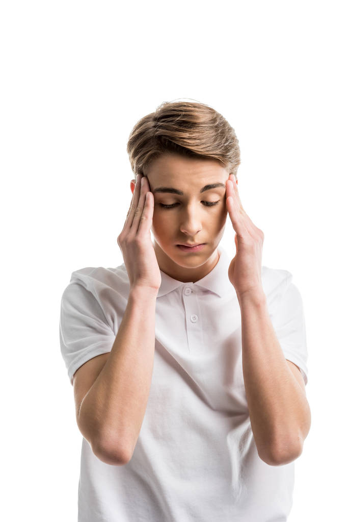 Καυκάσιος έφηβο έχοντας πονοκέφαλος - Φωτογραφία, εικόνα