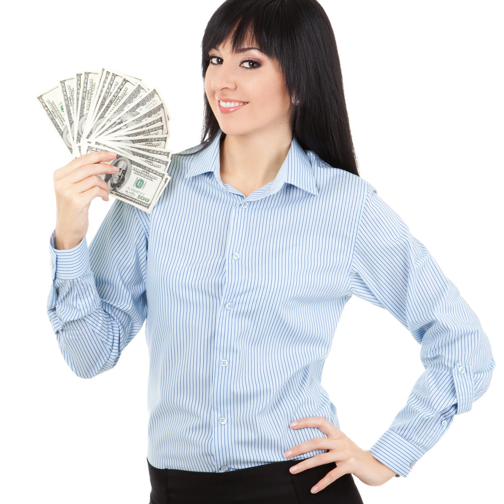 Jeune femme d'affaires avec de l'argent
 - Photo, image