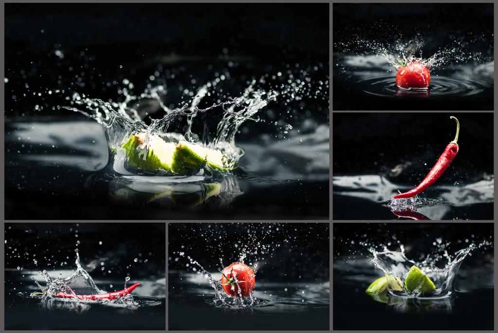 veteen putoavat hedelmät ja vihannekset
 - Valokuva, kuva