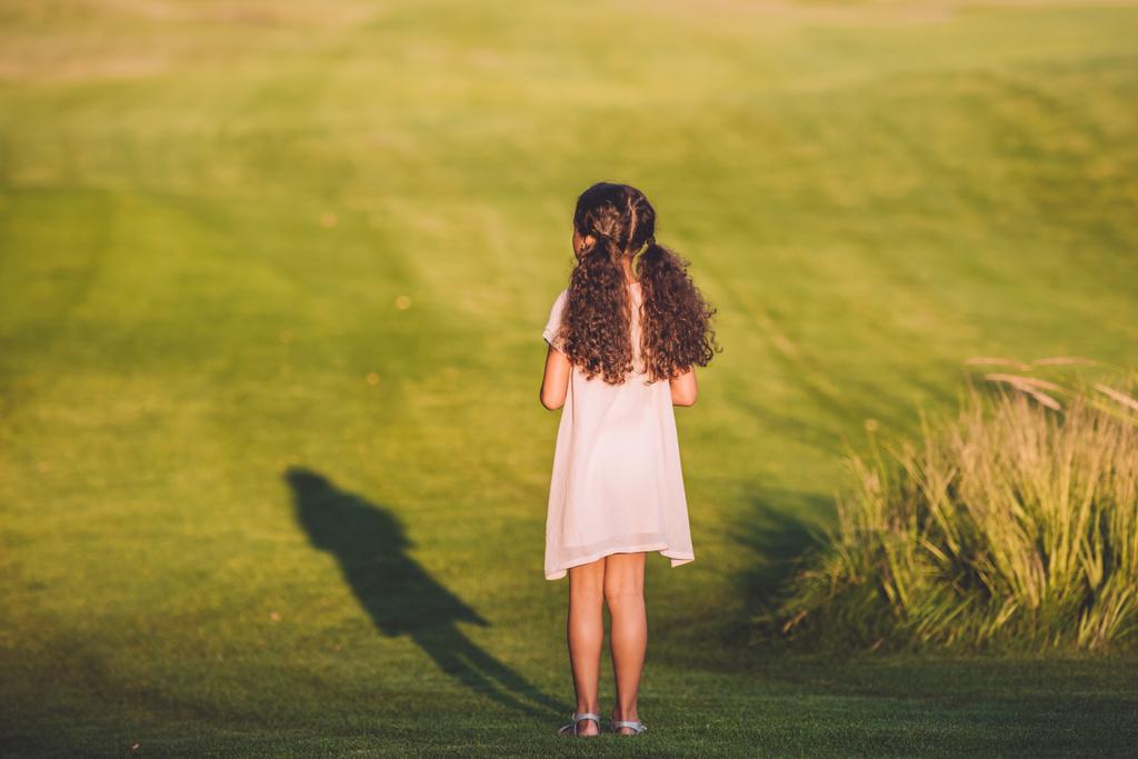 маленькая девочка стоит на лужайке
  - Фото, изображение