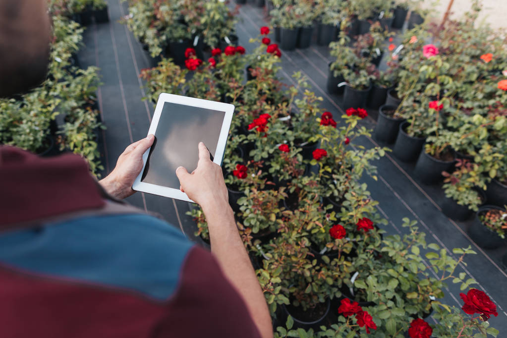 jardinier utilisant une tablette numérique
 - Photo, image