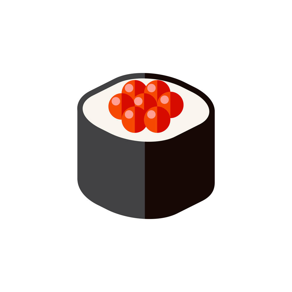 Icône plate de fruits de mer isolés. L'élément vectoriel alimentaire japonais peut être utilisé pour le concept japonais, nourriture, conception de rouleaux
. - Vecteur, image