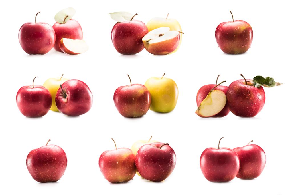 collage with fresh ripe apples - Photo, Image