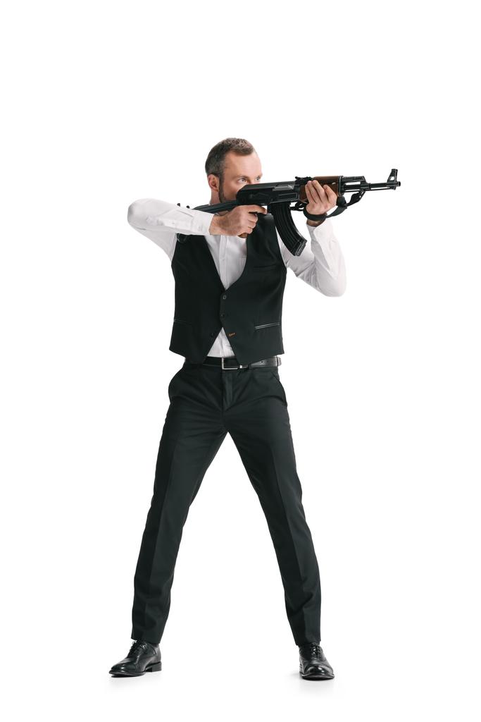 agente secreto em terno com rifle
 - Foto, Imagem