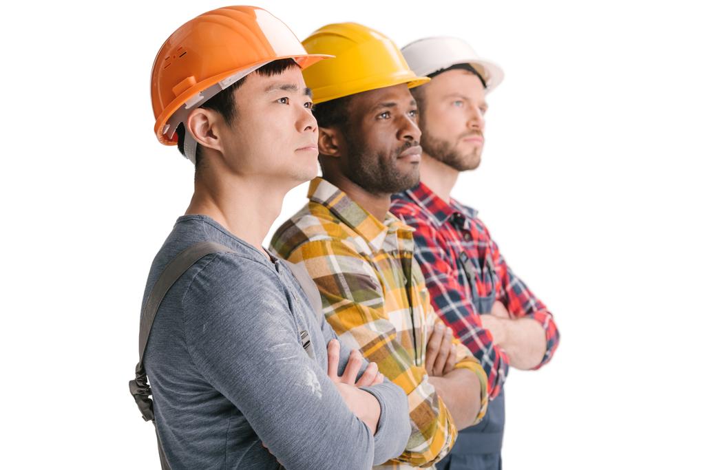 grupo de trabajadores multiétnicos de la construcción
 - Foto, imagen