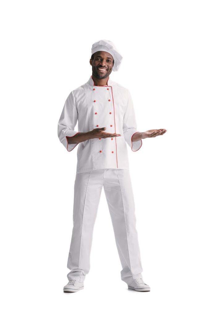 boldog chef tesz a bemutatóban - Fotó, kép