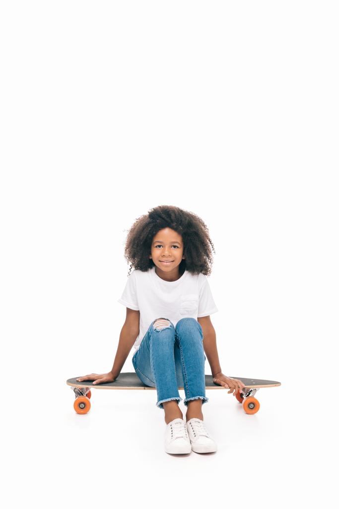 african american girl with skateboard - Photo, Image