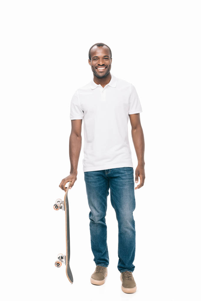 african american man with skateboard - Photo, Image