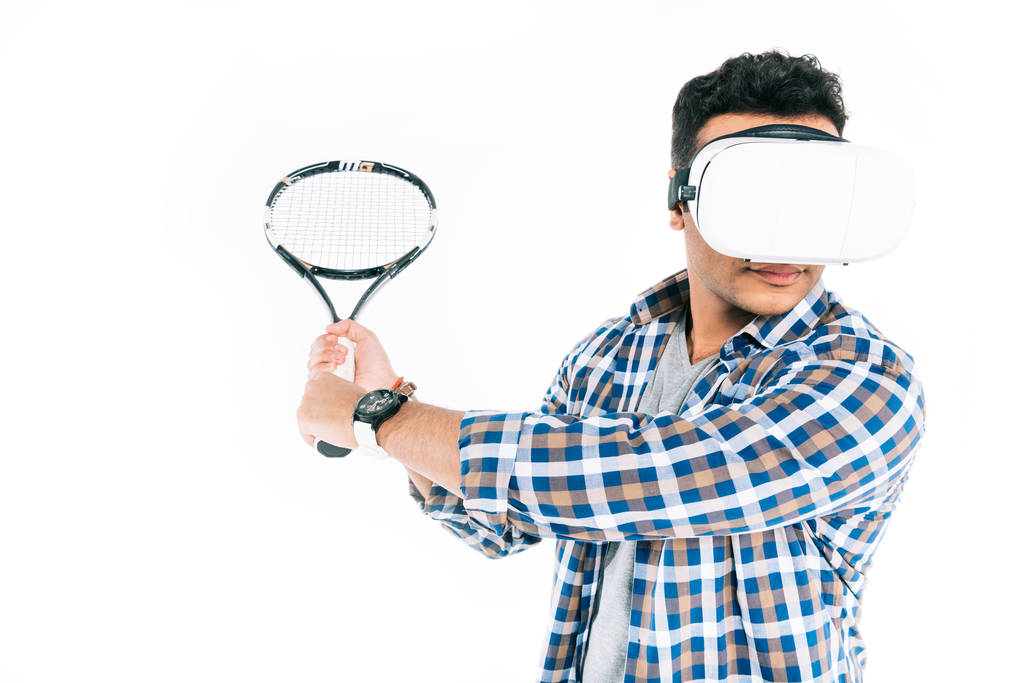sanal gerçeklik tenis oynamaya adam - Fotoğraf, Görsel