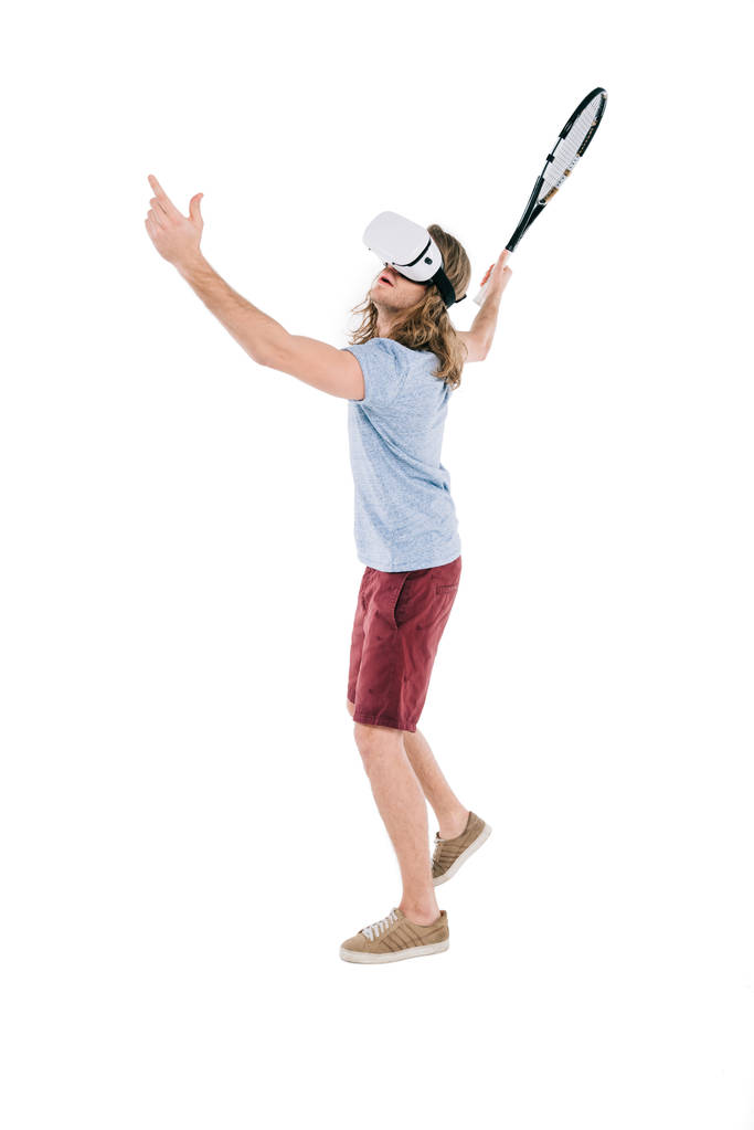 Mann spielt Tennis in virtueller Realität - Foto, Bild