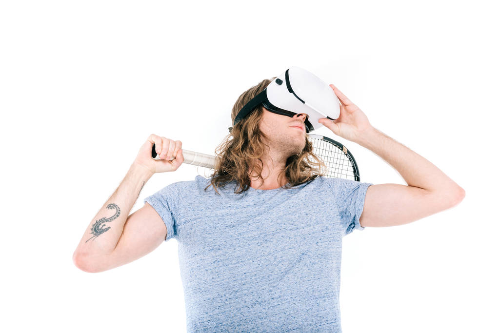 homme jouant au tennis en réalité virtuelle
 - Photo, image