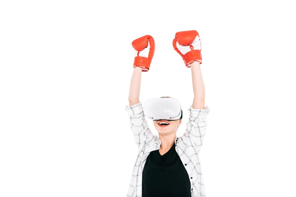 mujer boxeo en auriculares de realidad virtual
  - Foto, imagen
