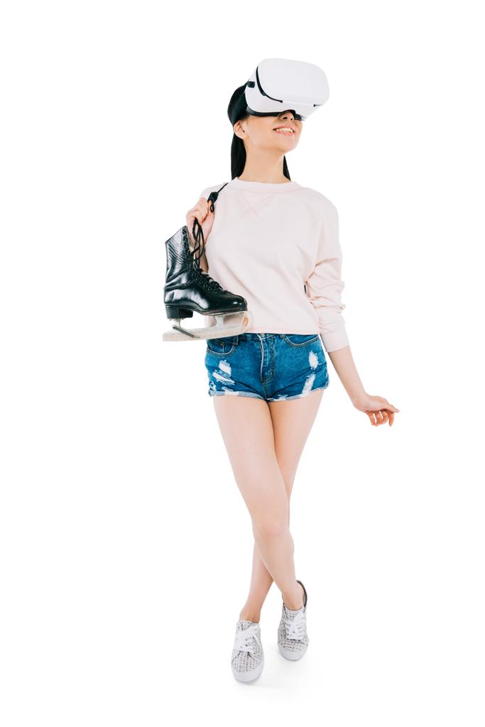 girl in virtual reality headset with skates - Photo, Image