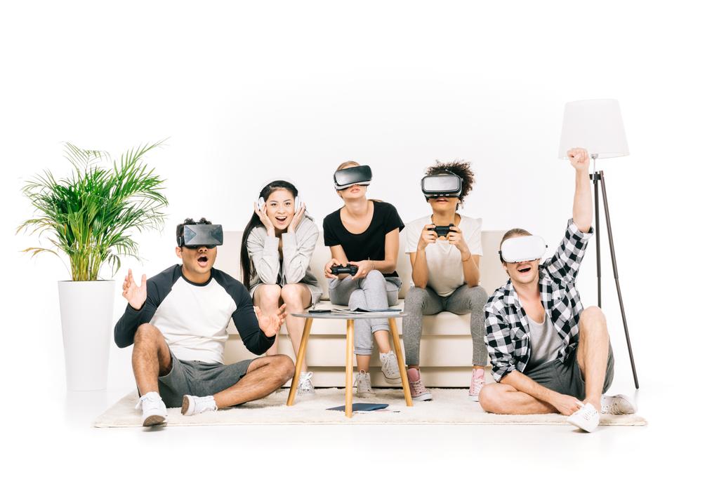 Friends in virtual reality headsets - Photo, Image