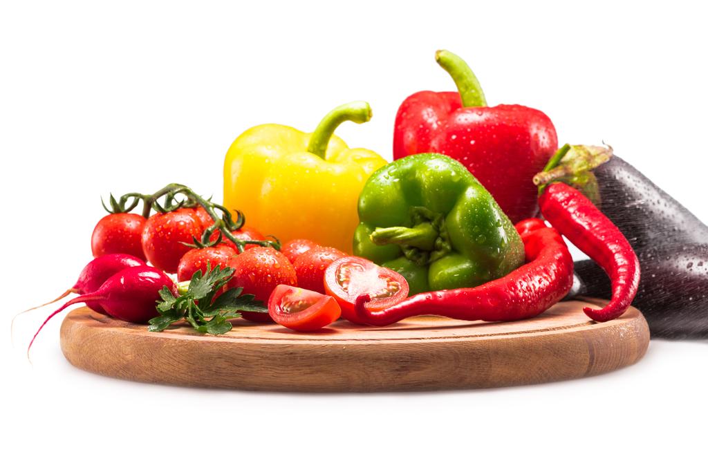 cherry tomatoes, different peppers and radish - Photo, Image