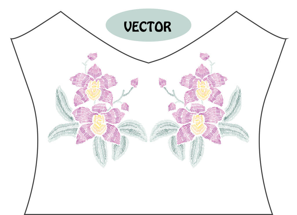 bordado ramo floral
 - Vector, imagen