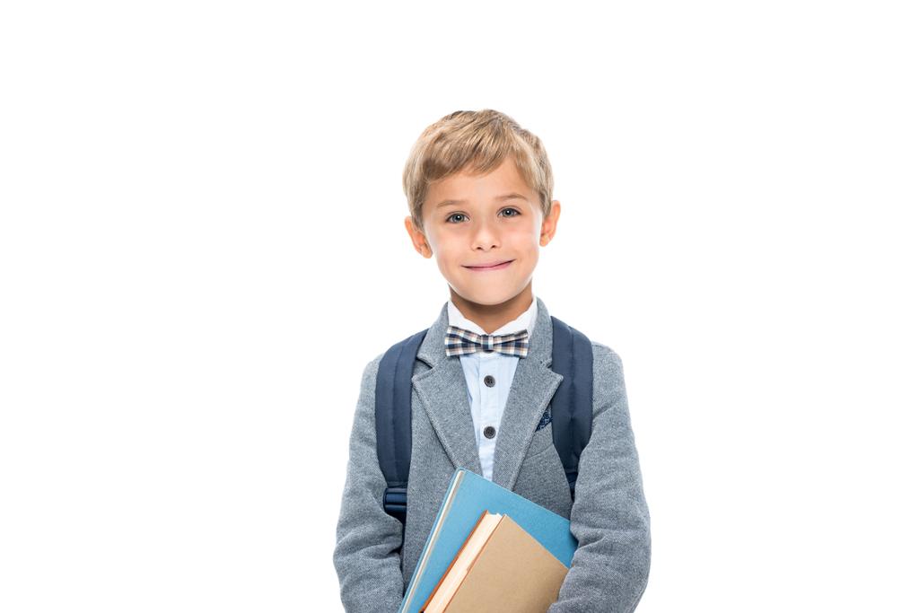schoolboy with books and backpack - Photo, Image