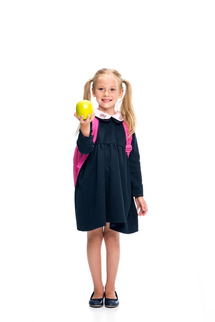schoolgirl holding apple - Photo, Image