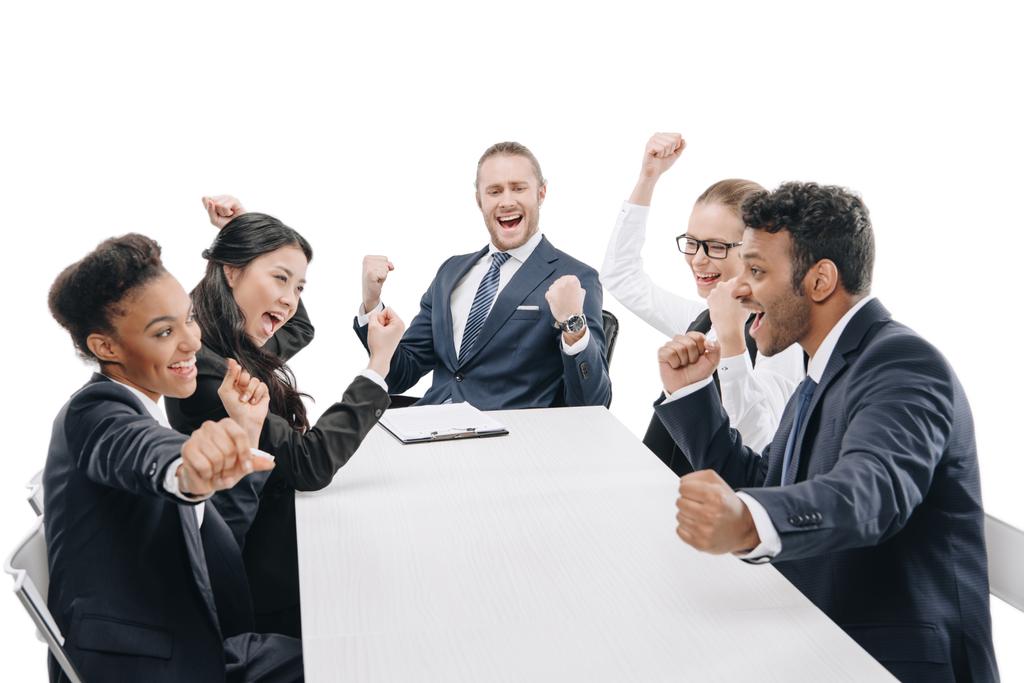 többnemzetiségű üzletemberek siker ünneplése - Fotó, kép