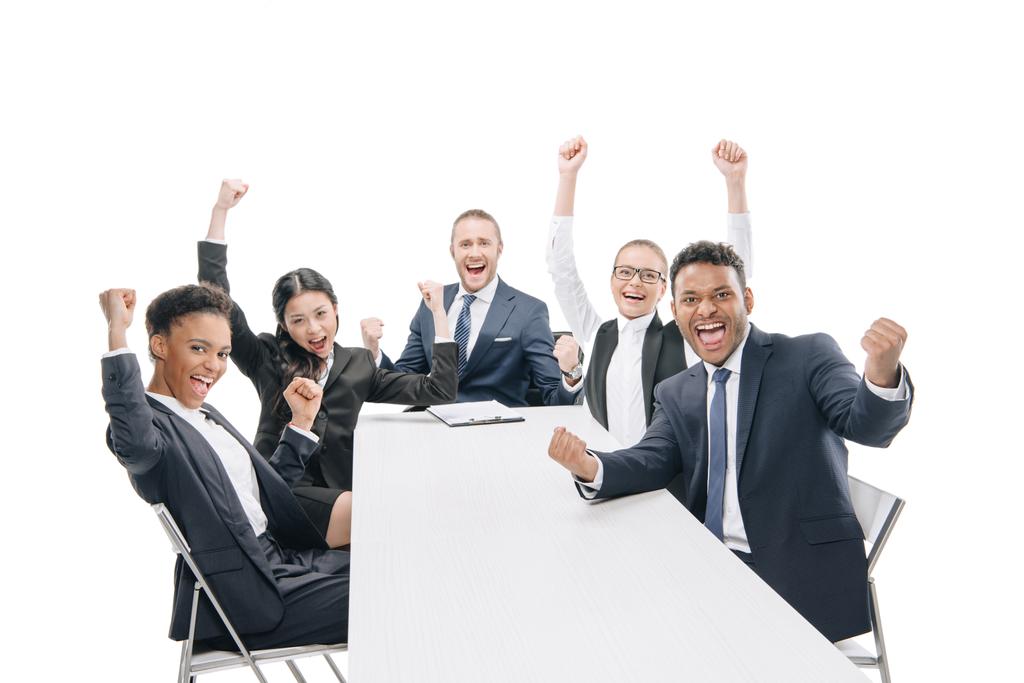 Multiethnische Geschäftsleute feiern Erfolg - Foto, Bild