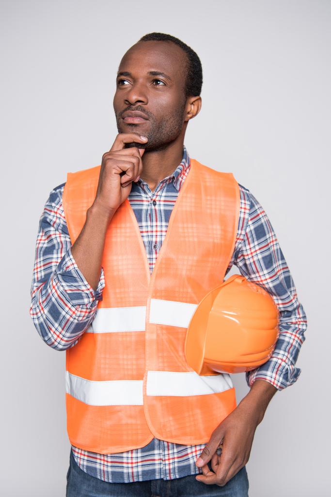 thoughtful construction worker   - Photo, Image