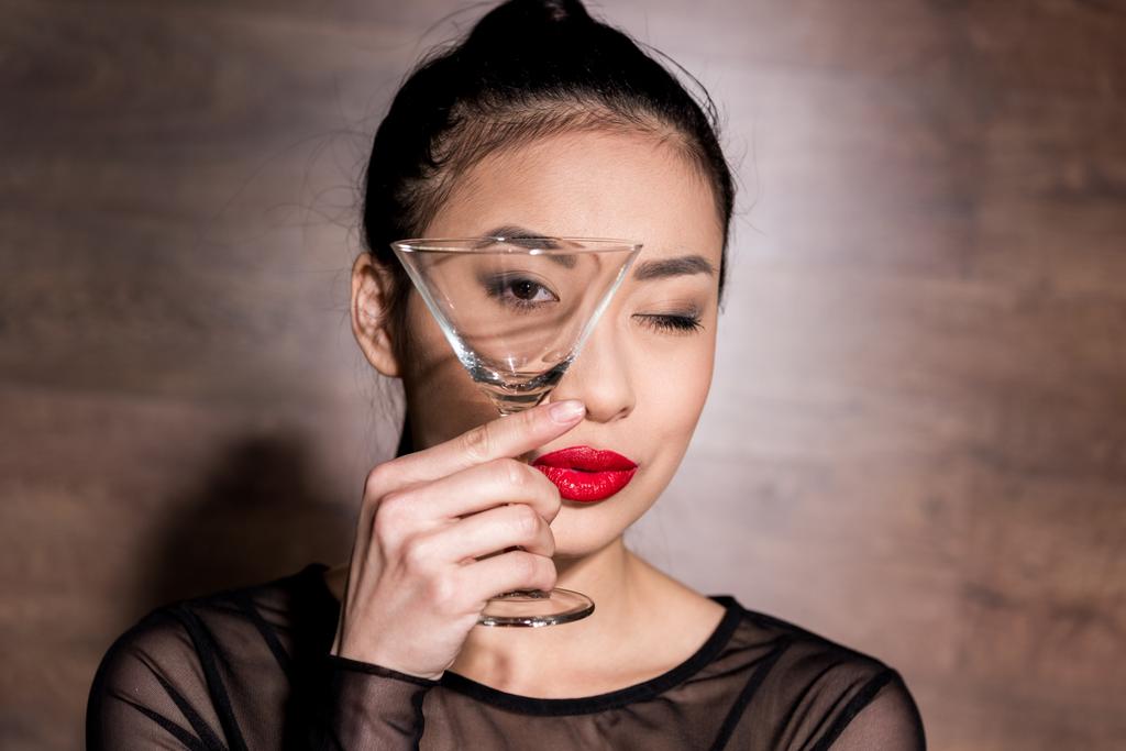asian woman with martini glass - Photo, Image