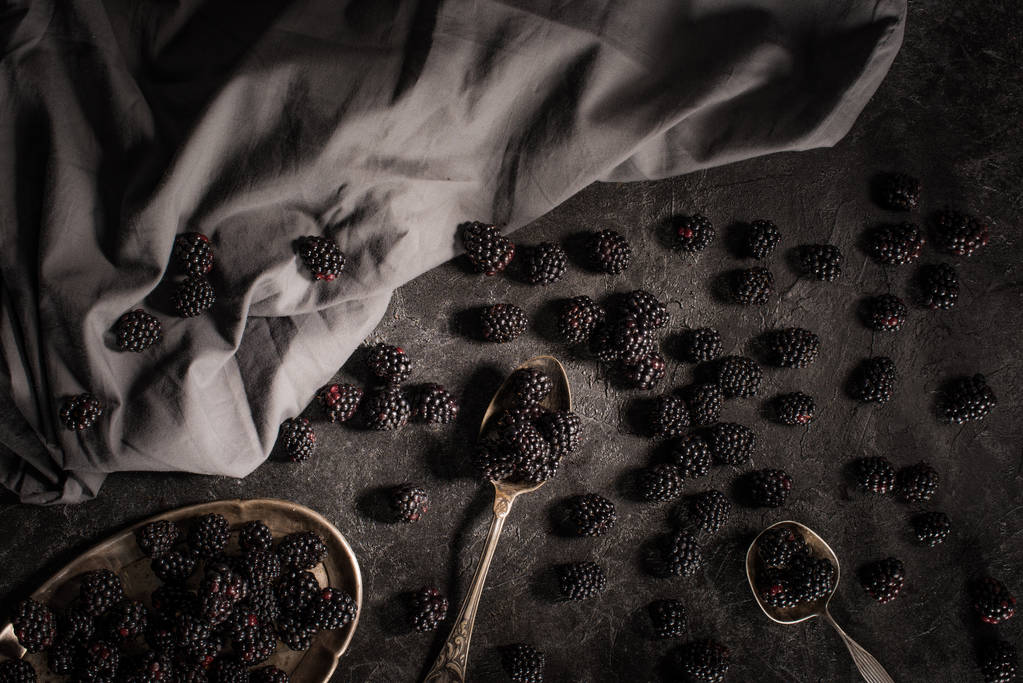 blackberries and vintage cutlery - Photo, Image
