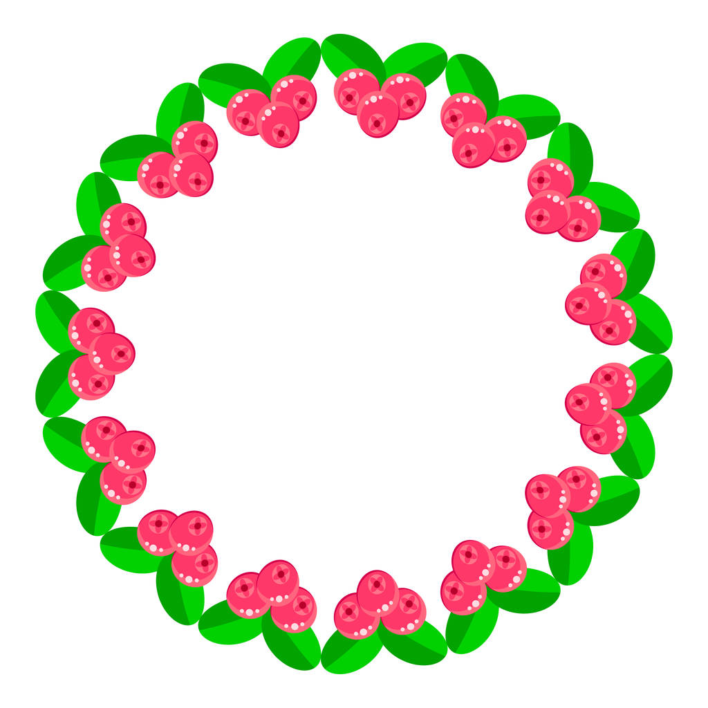 vector illustration. round frame of pink forest summer berries - Vector, Image