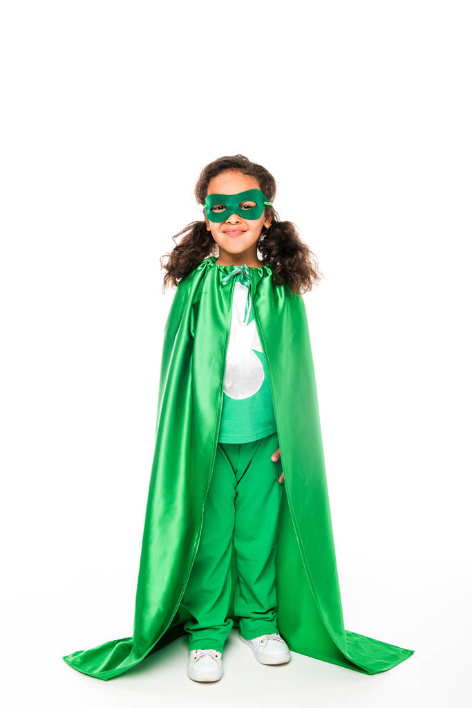 superhero κορίτσι με Πράσινο Ακρωτήριο - Φωτογραφία, εικόνα