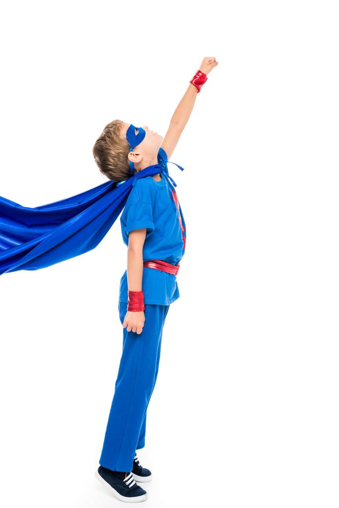 スーパー ヒーロー少年をフライング - 写真・画像
