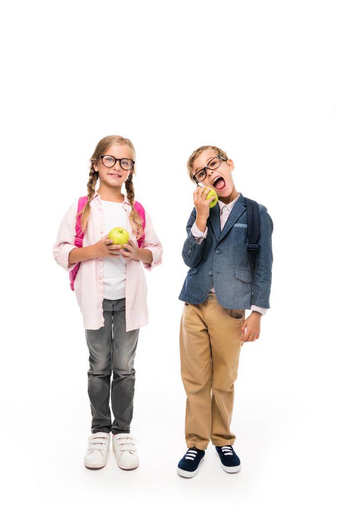 Schüler essen Äpfel - Foto, Bild