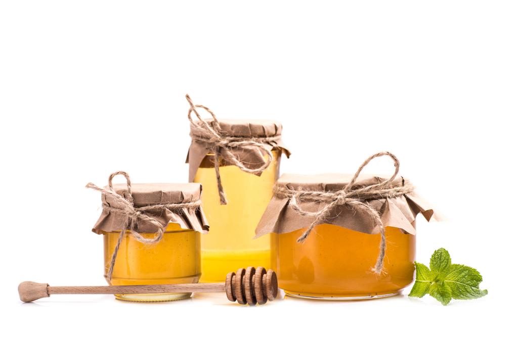 miel frais dans des pots en verre
 - Photo, image