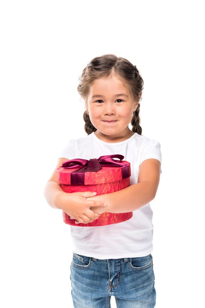  Ασιατικές παιδί με το κιβώτιο δώρων - Φωτογραφία, εικόνα