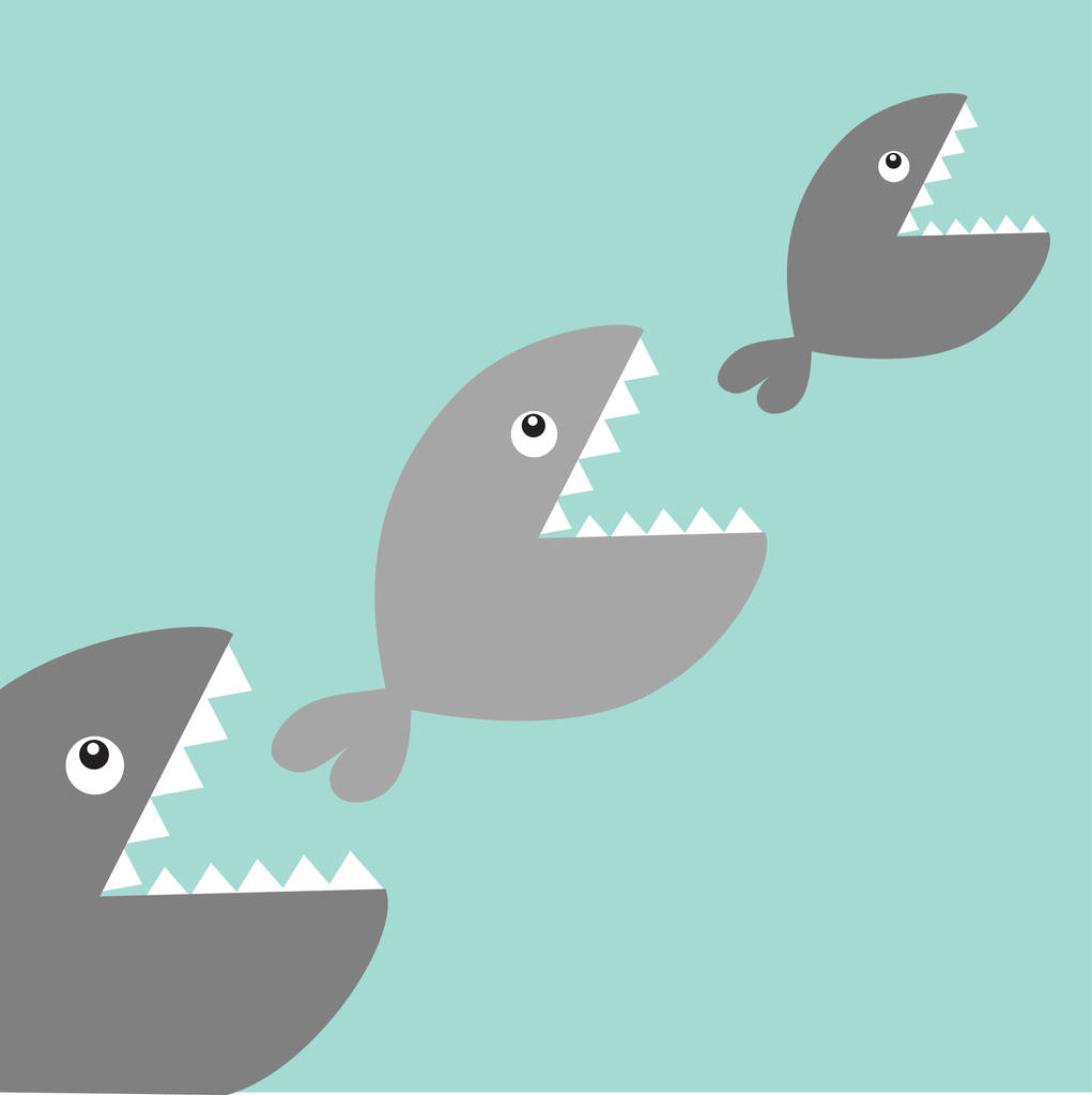 Fishes eating each other. - Vector, Image