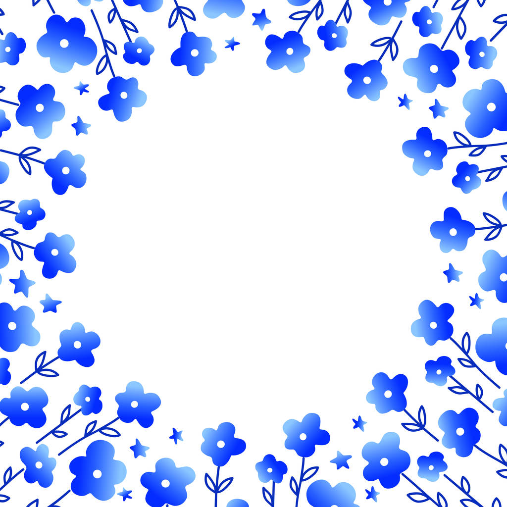 Vector frame with blue flowers. Vector illustration. - Vector, Image