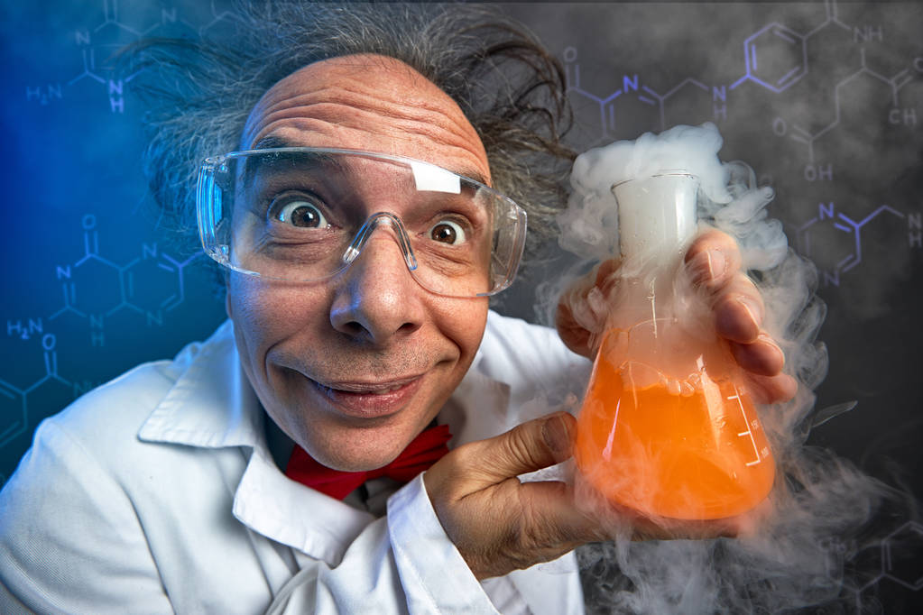 Τρελός χημικός με δοκιμαστικό σωλήνα - Φωτογραφία, εικόνα