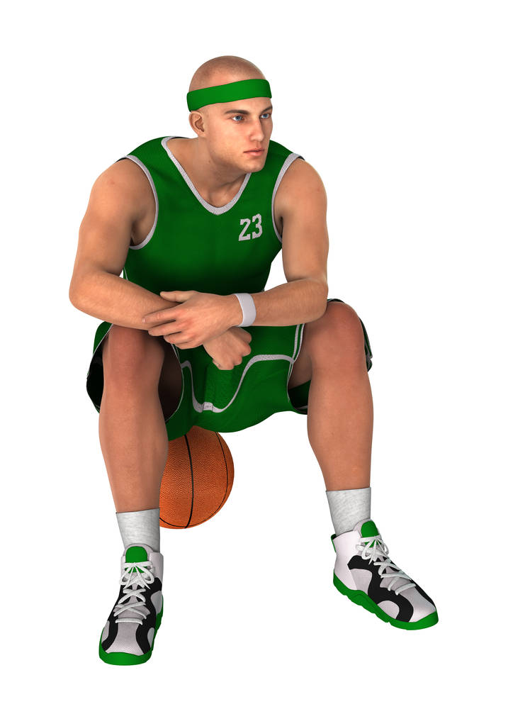 Giocatore di basket 3D Rendering su bianco
 - Foto, immagini