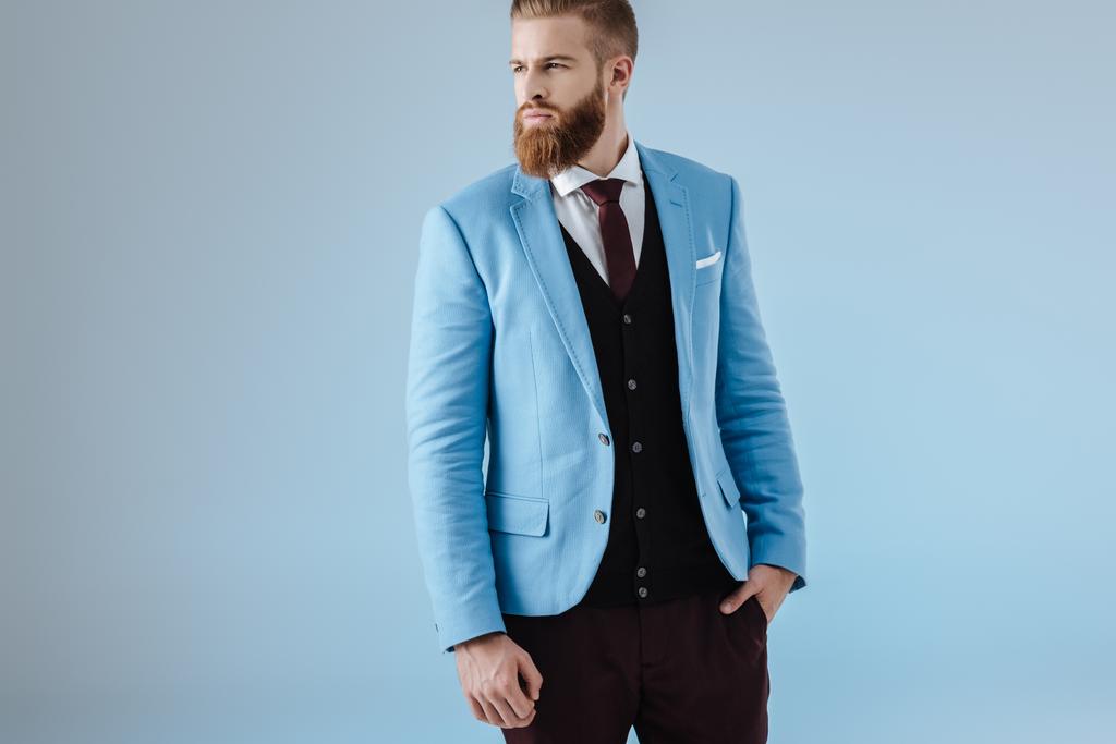 стильний чоловік в синій куртці
 - Фото, зображення
