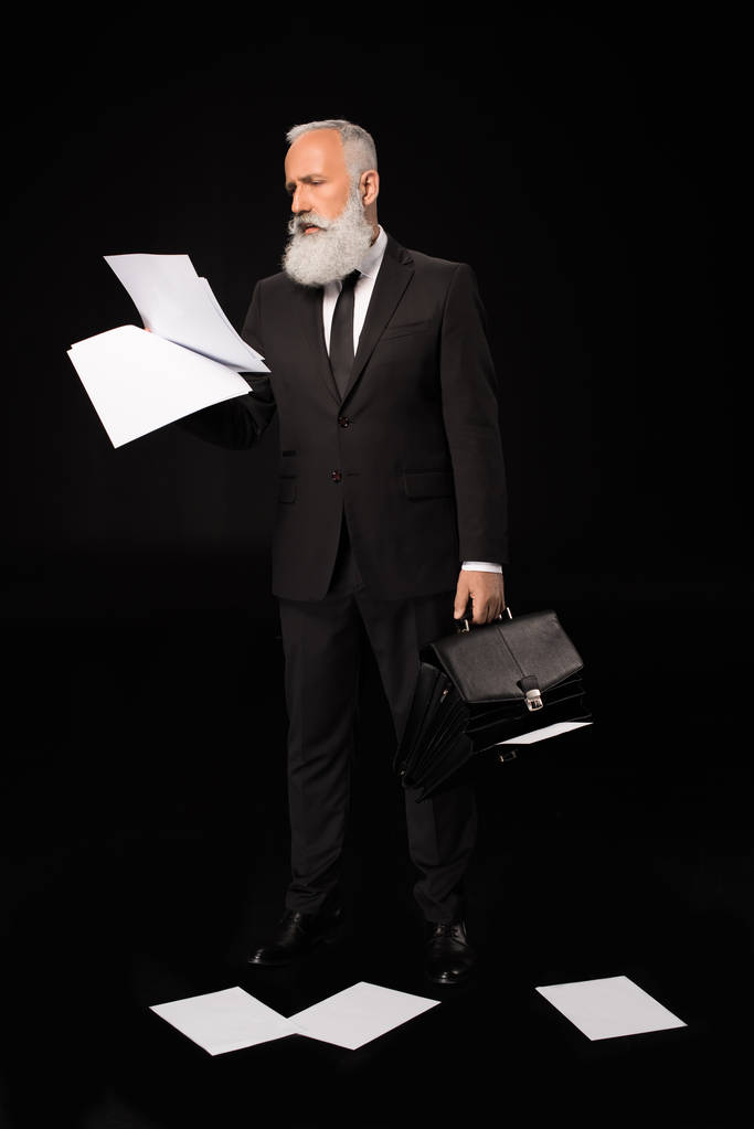  hombre de negocios con papeles y maletín
 - Foto, Imagen