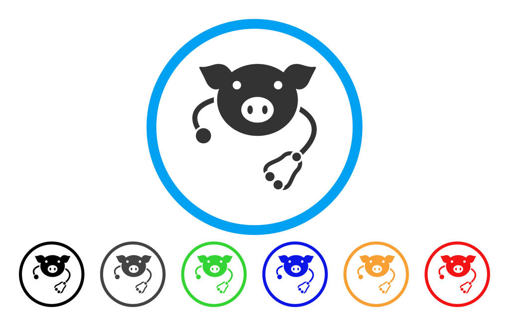 Pig Veterinary Rounded Icon - Vector, Image