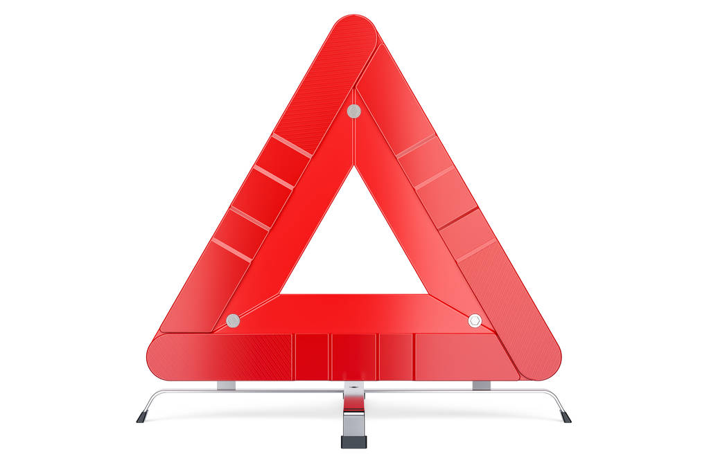 Triángulo de advertencia, vista frontal. Renderizado 3D
 - Foto, Imagen